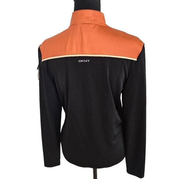 DKNY Golf Womens Long Sleeve Colorblock Zip Sport Jacket Top Black Rust Small - Picture 6 of 11